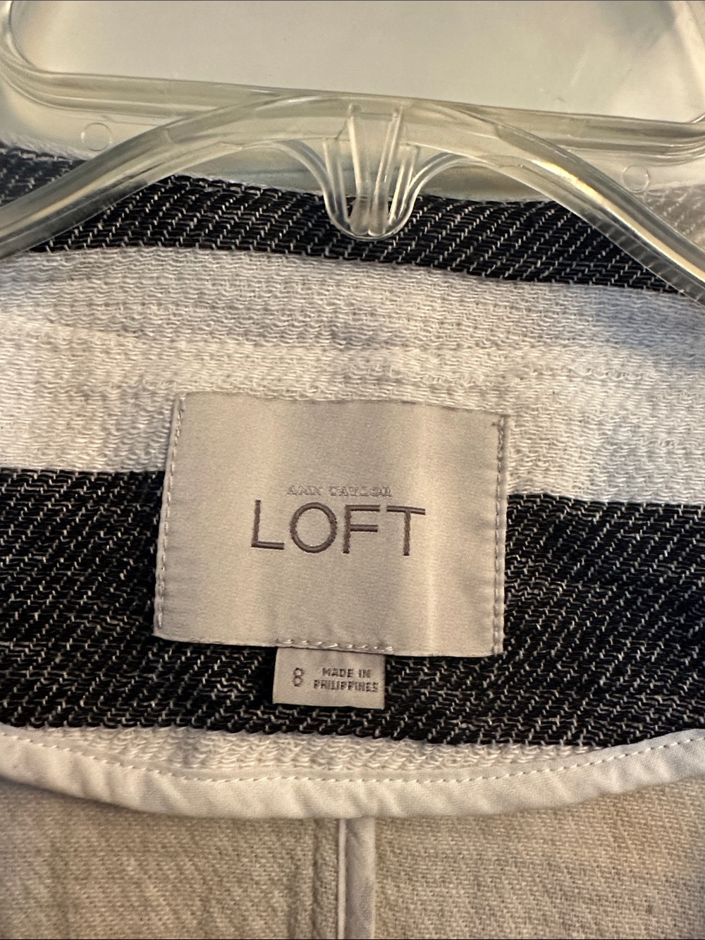 LOFT Black & White Striped Open-Front Blazer - Picture 2 of 3